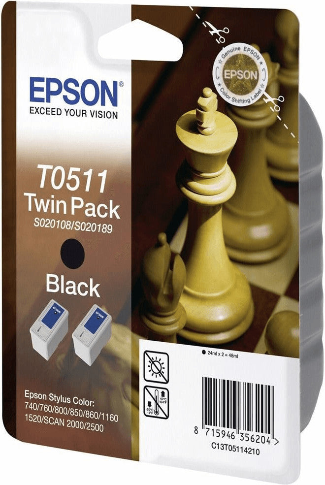 Genuine Epson T0511 Twin Pack Ink Cartridges