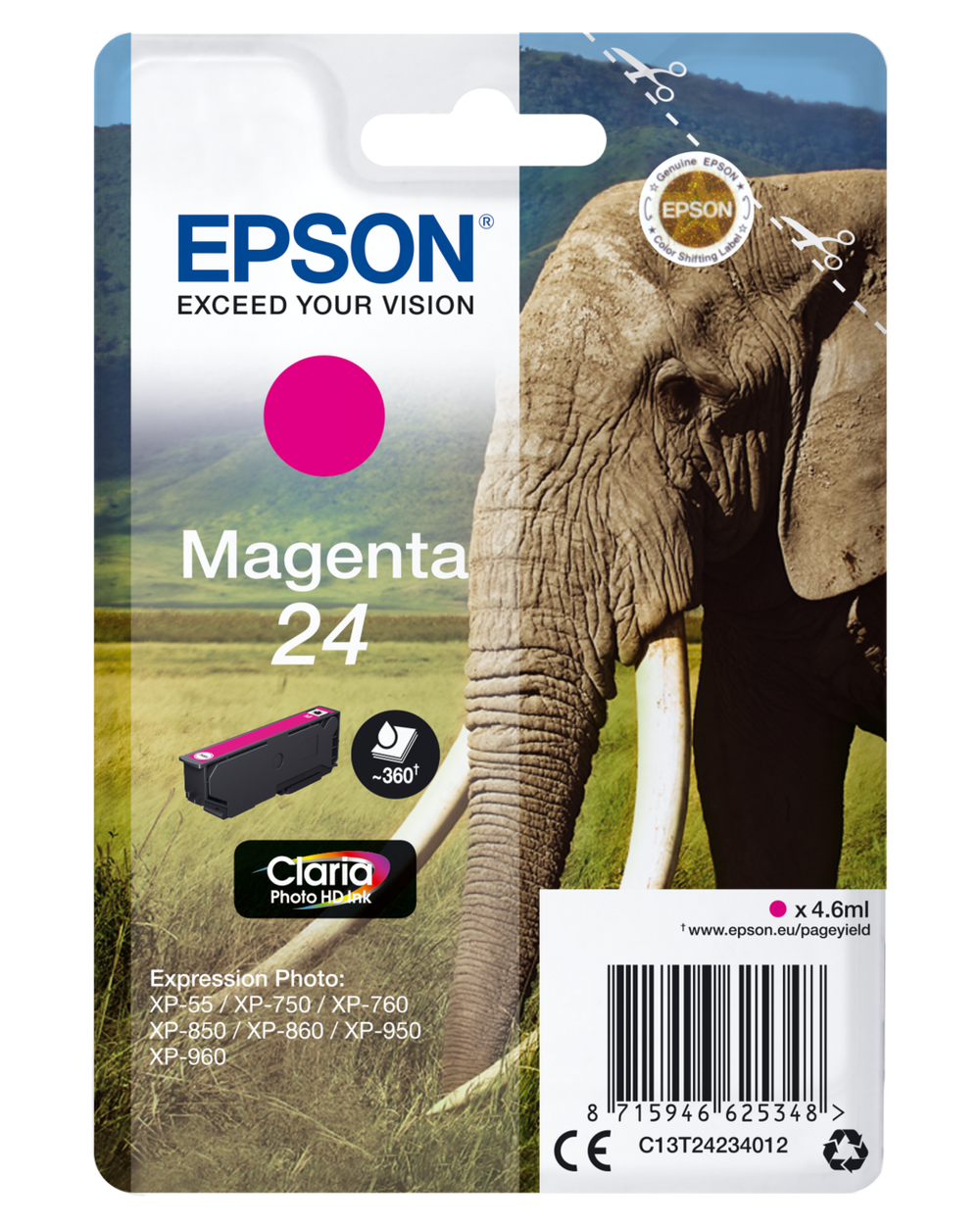 Genuine Epson 24 Magenta Ink Cartridge