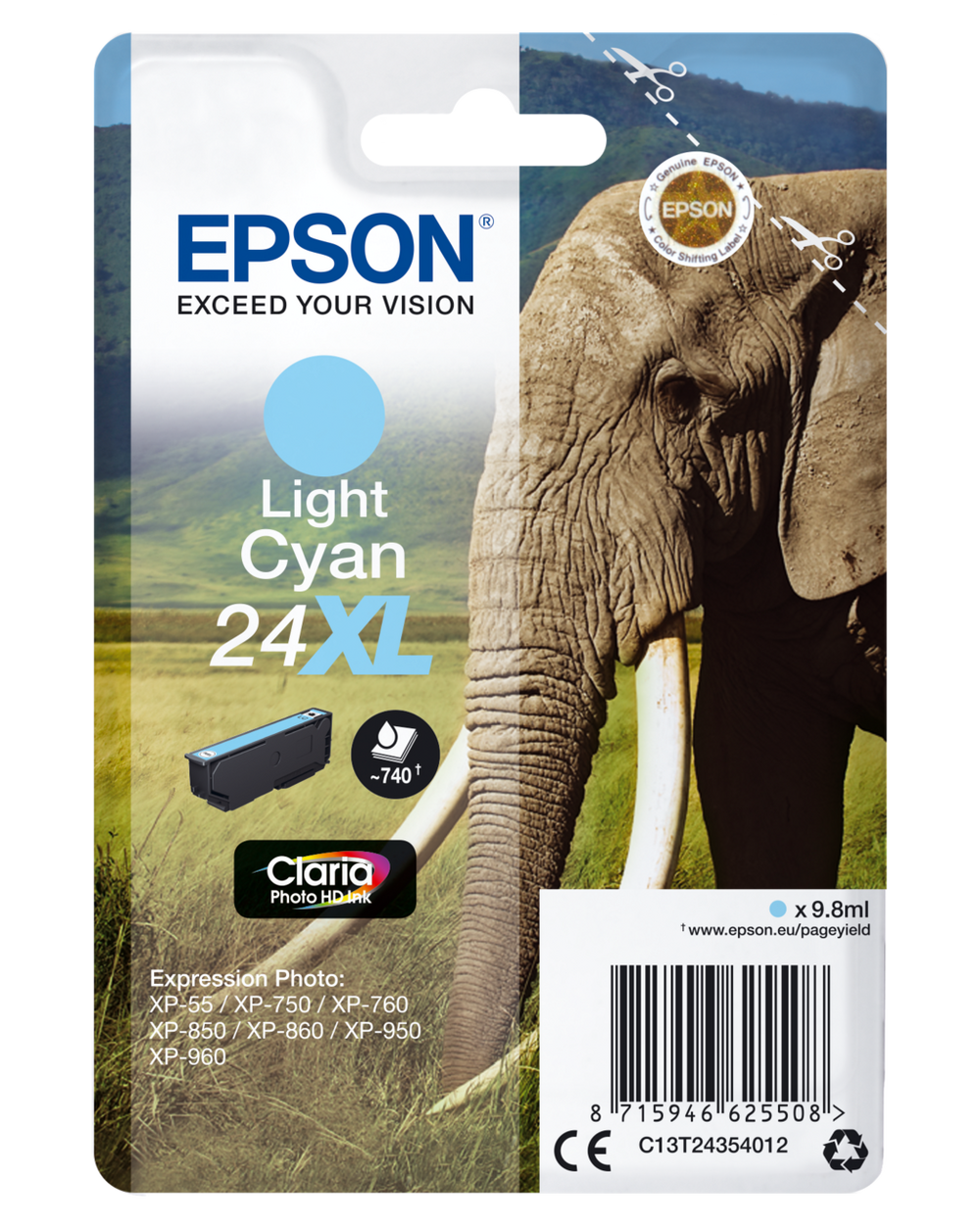 Genuine Epson 24XL Light Cyan Ink Cartridge