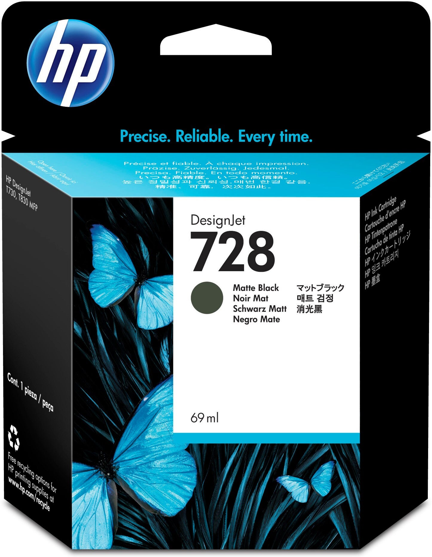 Genuine HP 728 Matte Black Ink Cartridge 69ml F9J64A