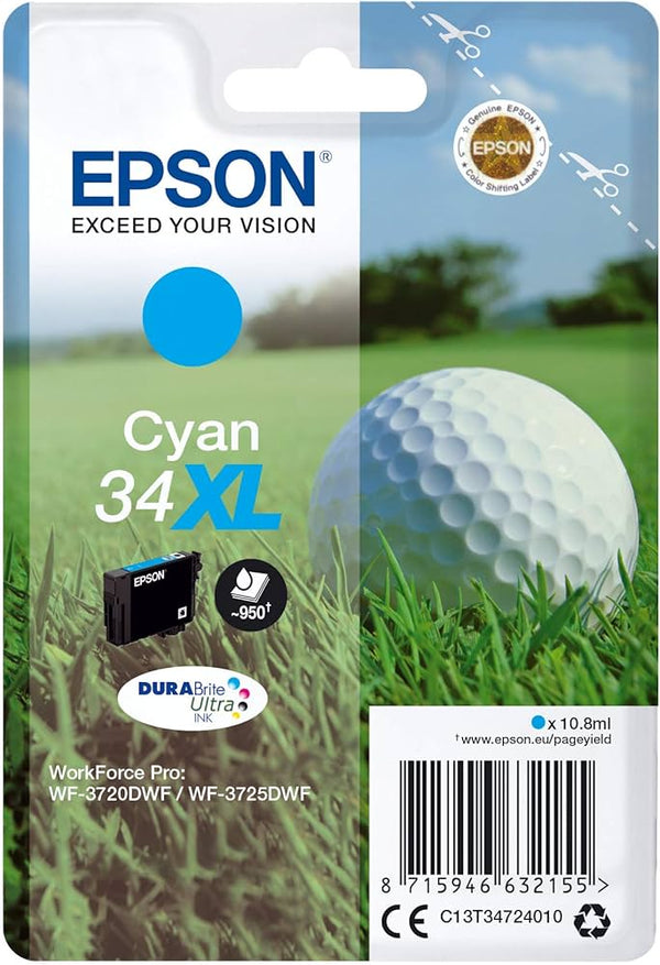 Genuine Epson 34XL Cyan Ink Cartridge