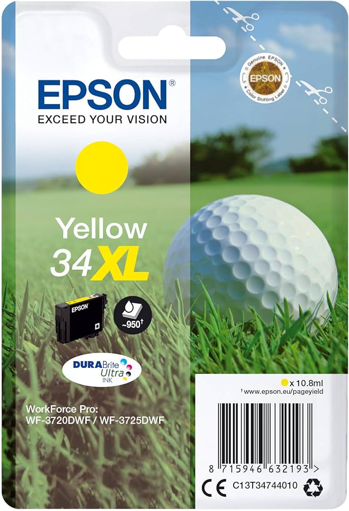 Genuine Epson 34XL Yellow Ink Cartridge C13T34744010