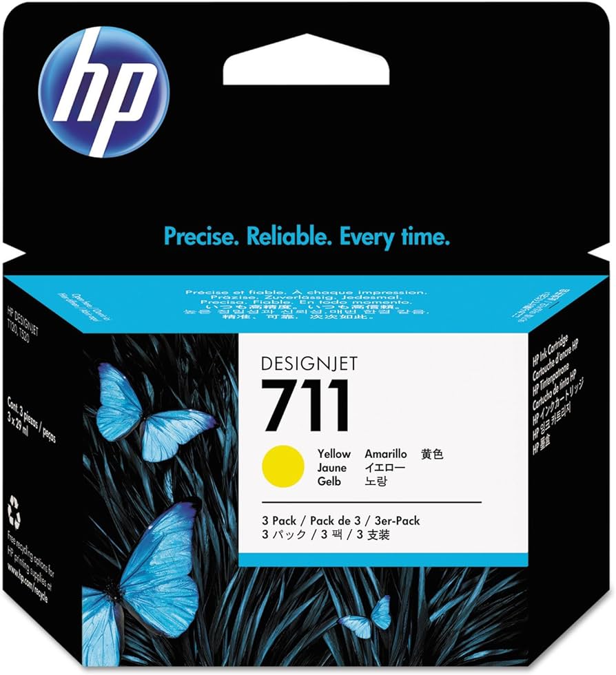 Genuine HP 711 Yellow Ink Cartridge 3 Pack CZ136A