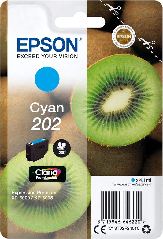 Genuine Epson 202 Cyan Ink Cartridge
