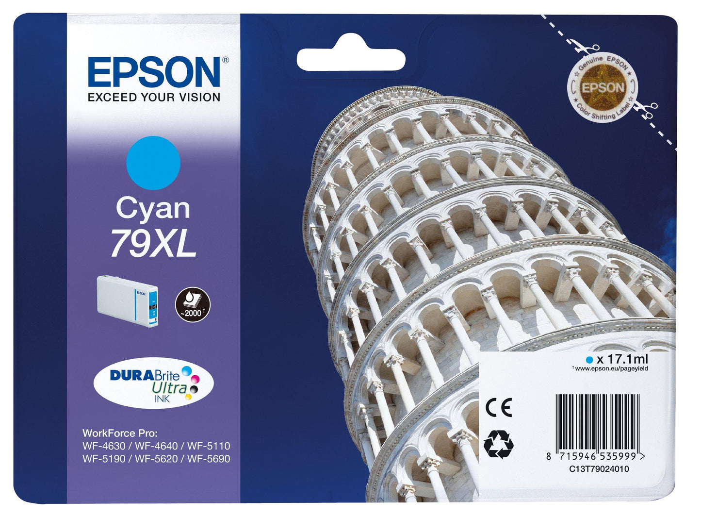 Genuine Epson 79XL Cyan Ink Cartridge C13T79024010