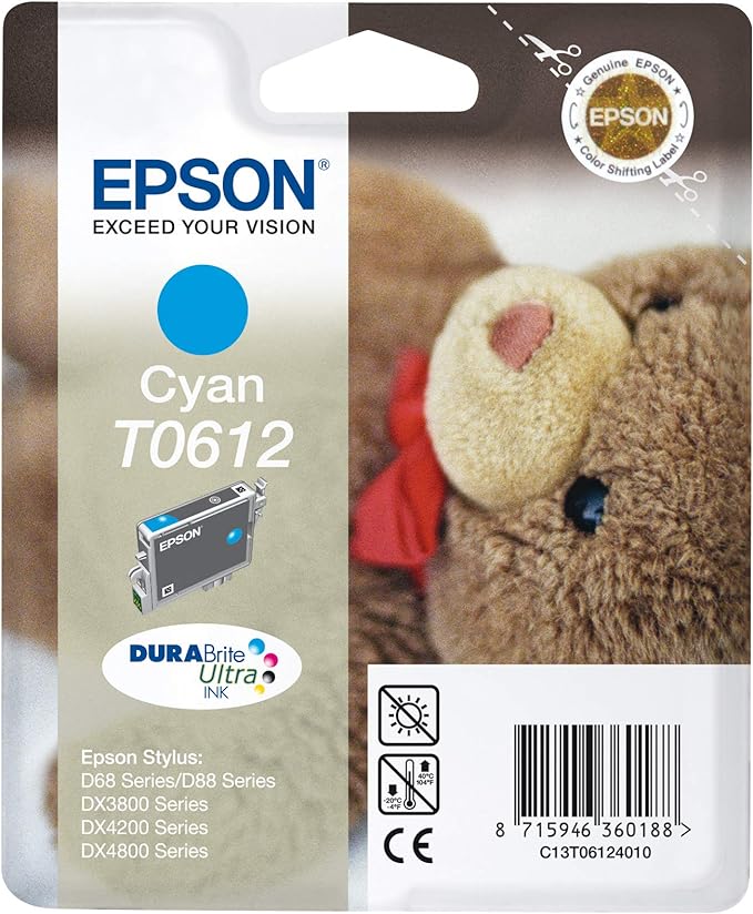 Genuine Epson T0612 Cyan Ink Cartridge C13T06124010