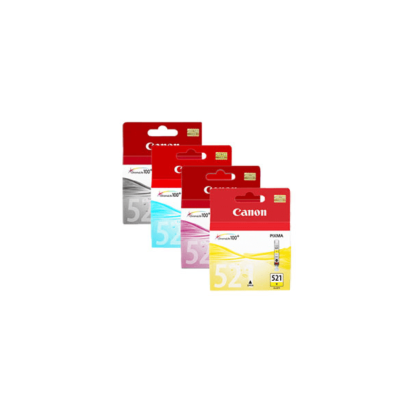 Genuine Canon CLI-521 BK/C/M/Y Black Cyan Magenta Yellow Ink Cartridge Multipack