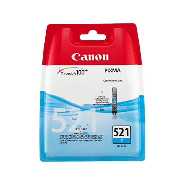 Genuine Canon CLI-521C Cyan Ink Cartridge 2934B001
