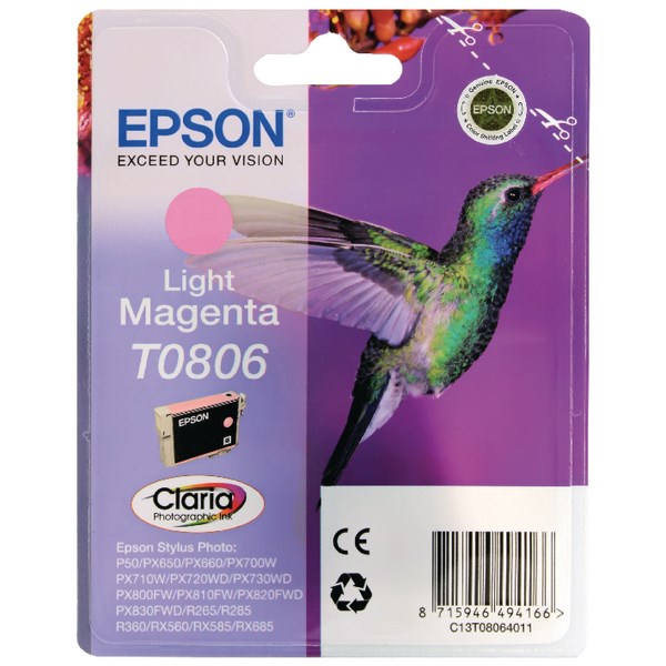 Genuine Epson T0806 Light Magenta Ink Cartridge