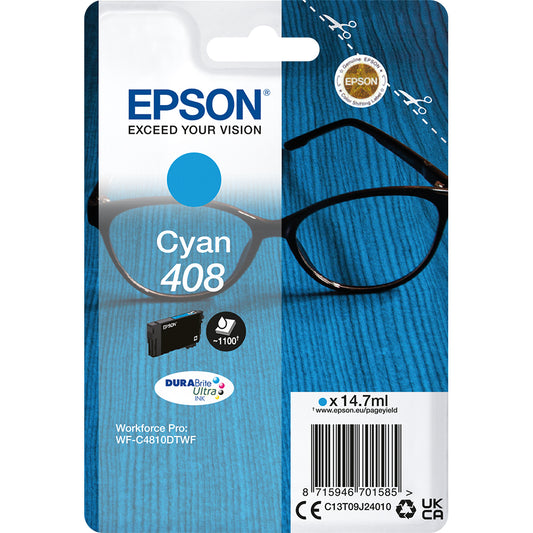 Genuine Epson 408 Cyan Ink Cartridge