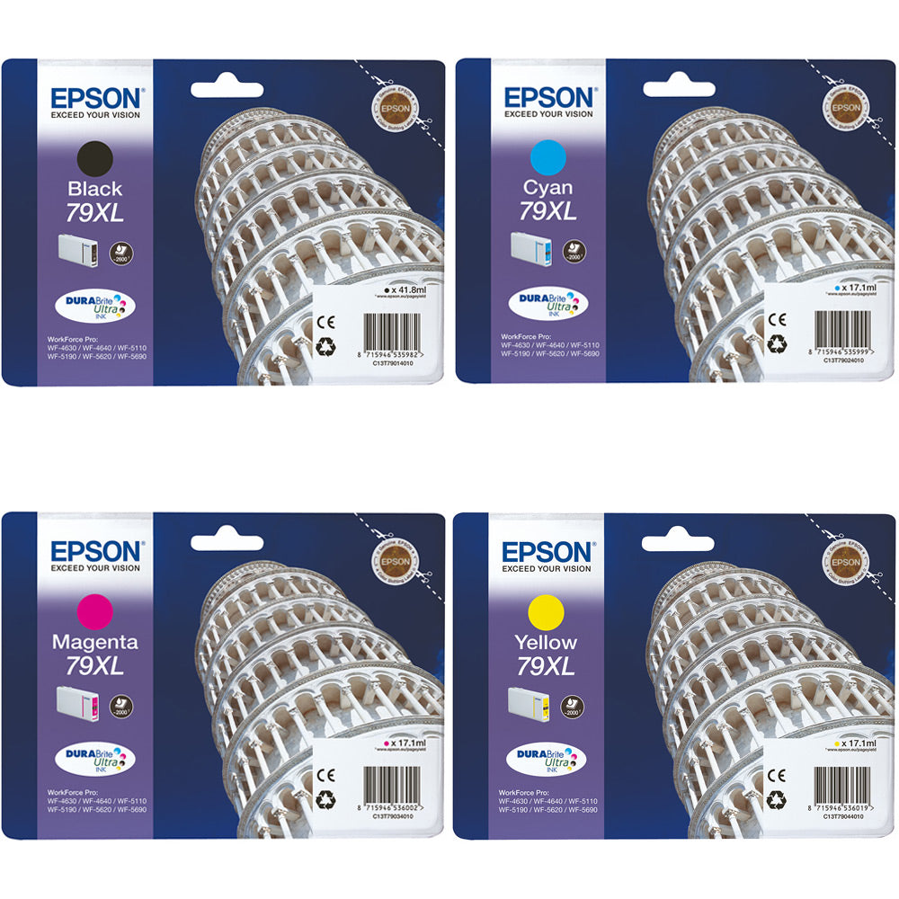 Genuine Epson 79XL Multipack Black Cyan Magenta Yellow Ink Cartridge Tower of Pisa