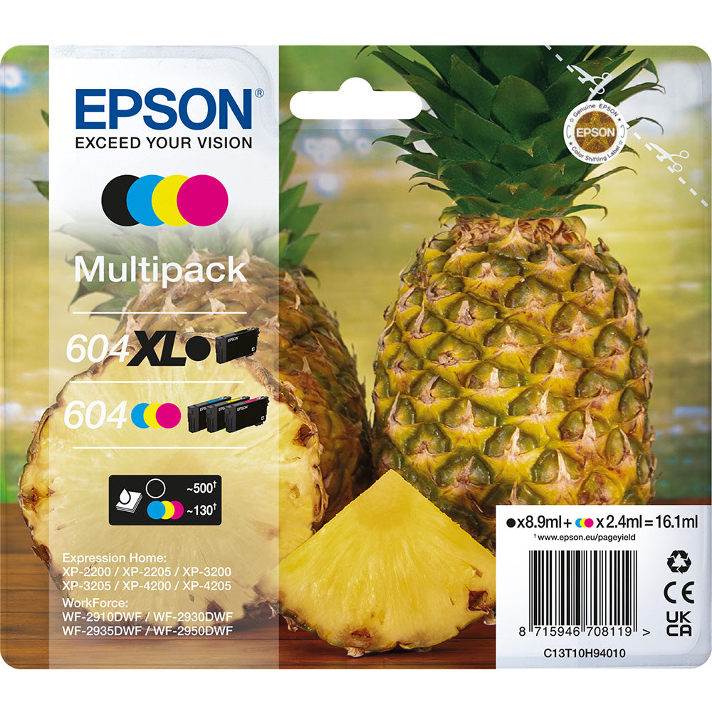 Genuine Epson 604XL Black 604 Cyan/Magenta/Yellow Ink Cartridge Multipack