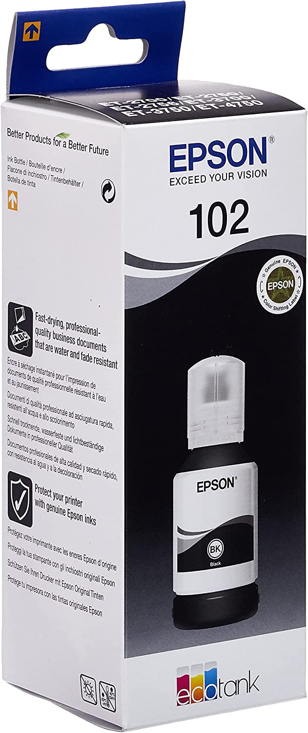 Genuine Epson 102 Black Ink Bottle