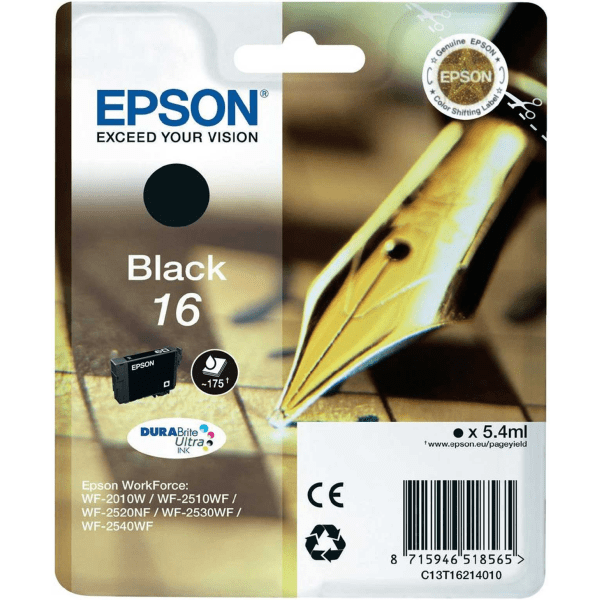 Genuine Epson 16 Black Ink Cartridge Pen & Crossword