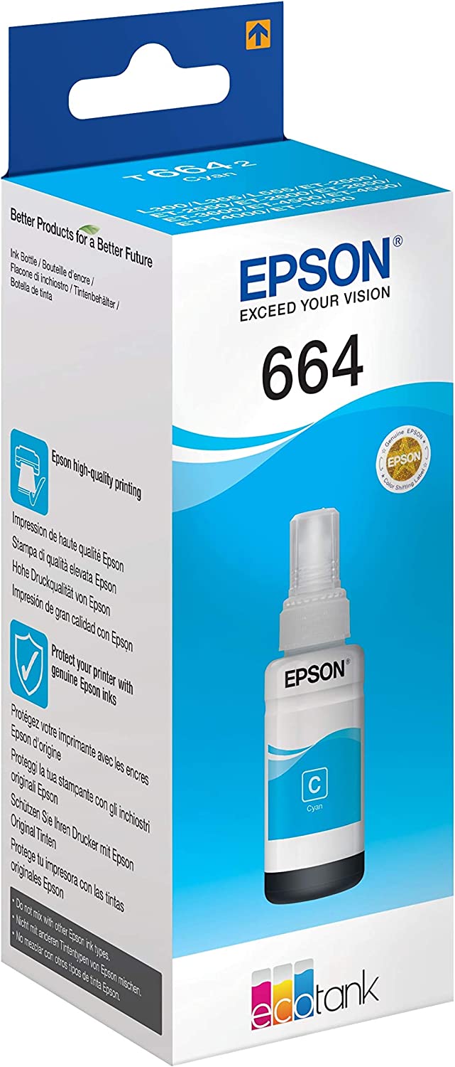Genuine Epson 664 Cyan Ink Bottle