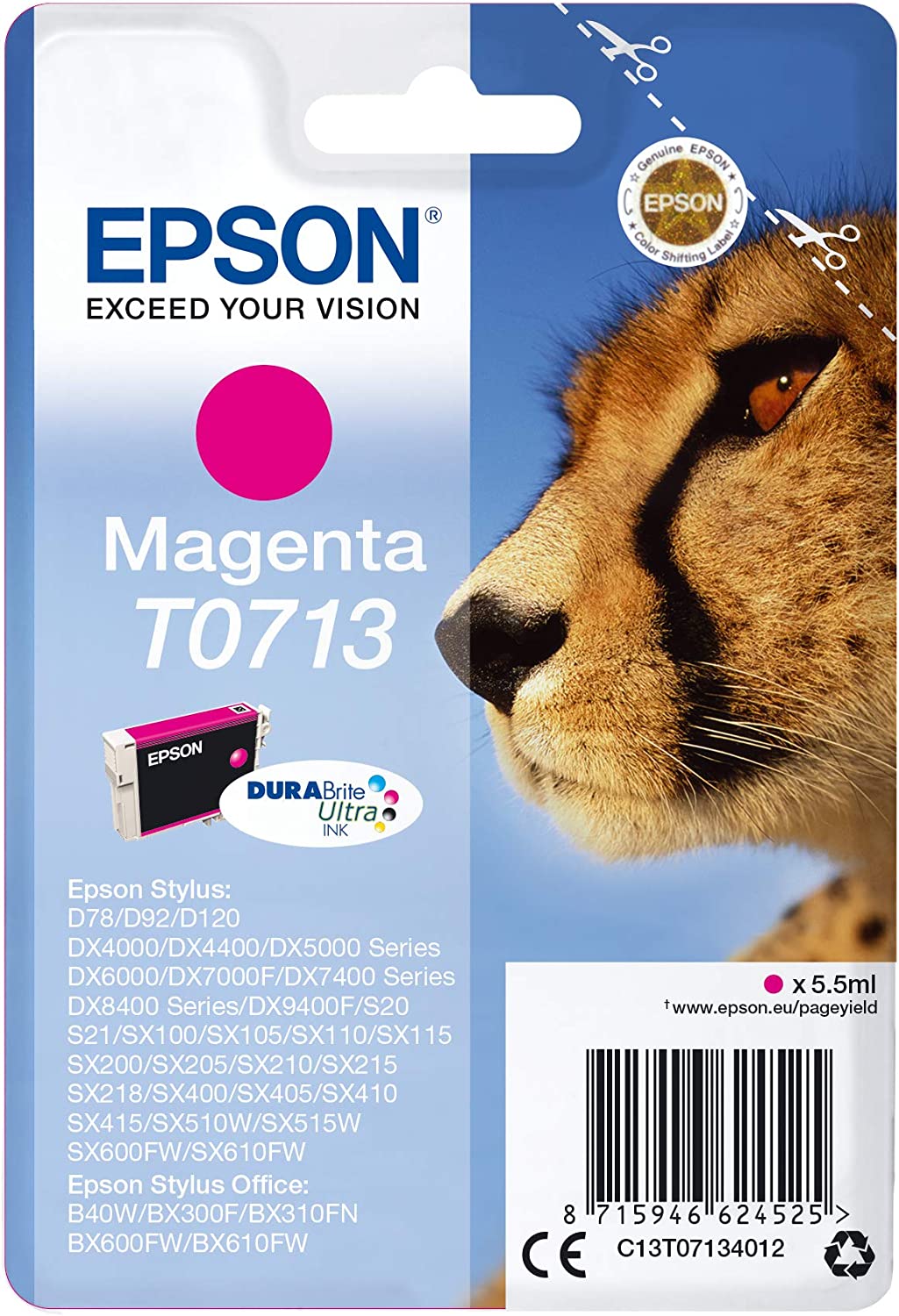 Genuine Epson T0713 Magenta Ink Cartridge C13T07134012