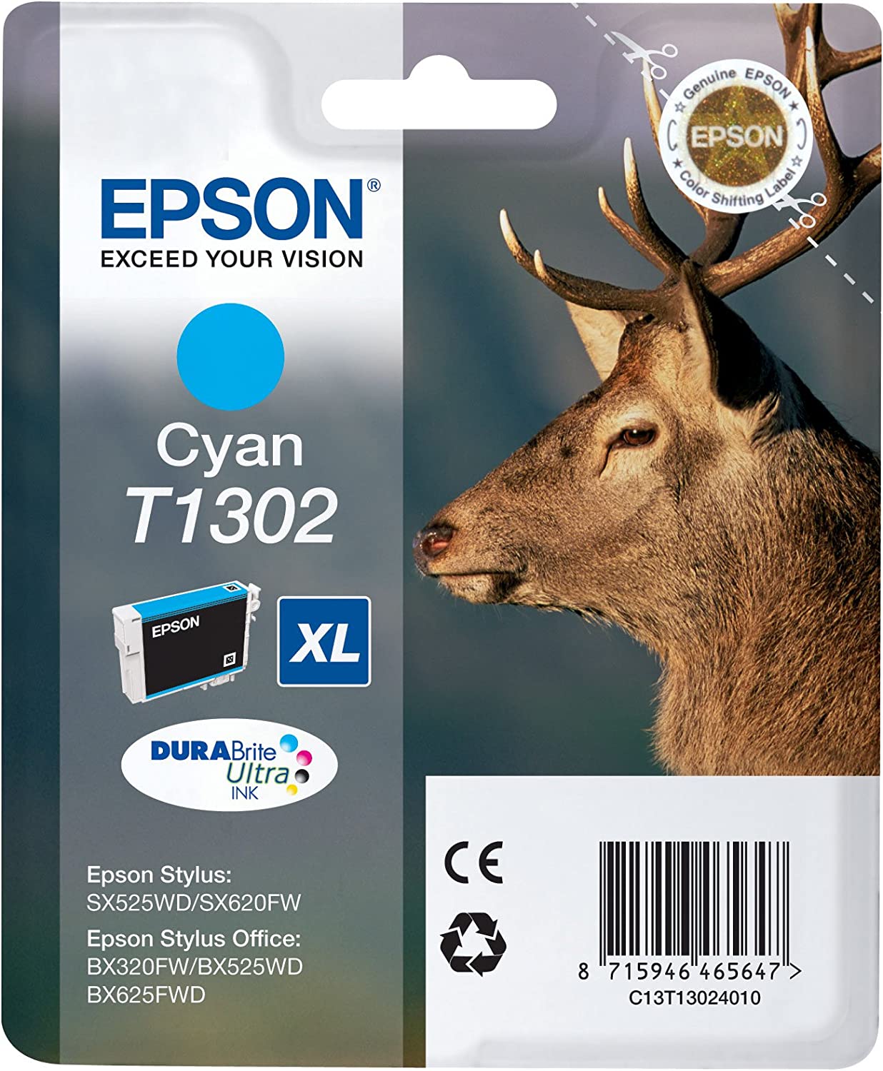 Genuine Epson T1302 Cyan Ink Cartridge