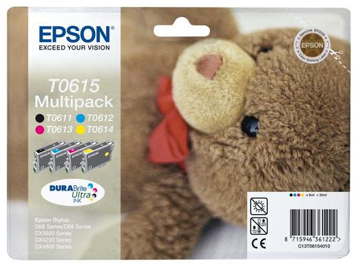 Genuine Epson T0615 Black/Cyan/Magenta/Yellow Ink Cartridge - T0611/T0612/T0613/T0614 - C13T06154010