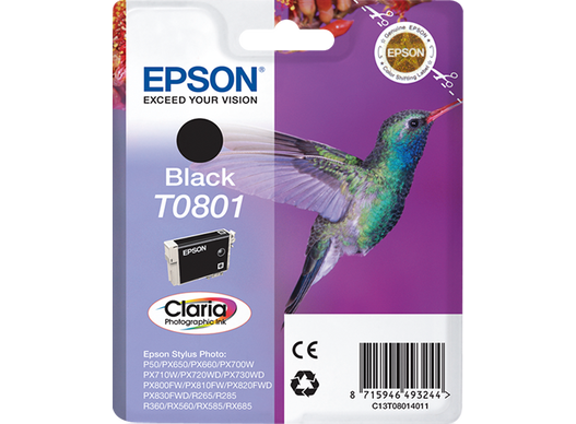 Genuine Epson T0801 Black Ink Cartridge C13T08014011