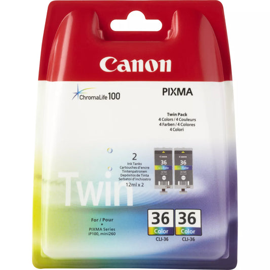 Genuine Canon CLI-36 Ink Cartridge Twin Pack