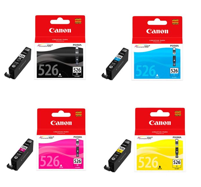 Genuine Canon CLI-526 Black Cyan Magenta + Yellow Ink Cartridge Multipack