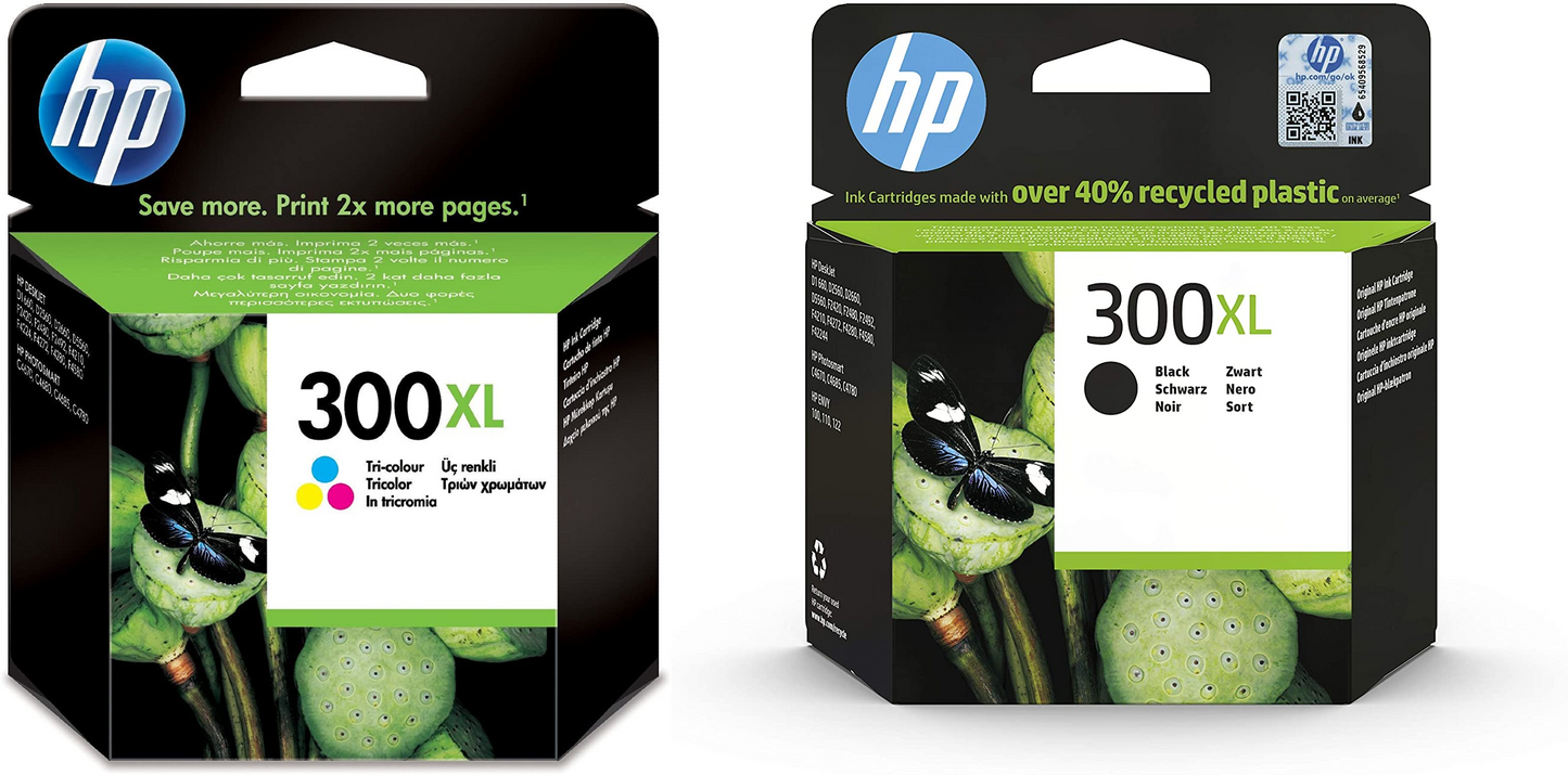 Genuine HP 300XL Black and Tri-Colour Twin Pack Ink Cartridges