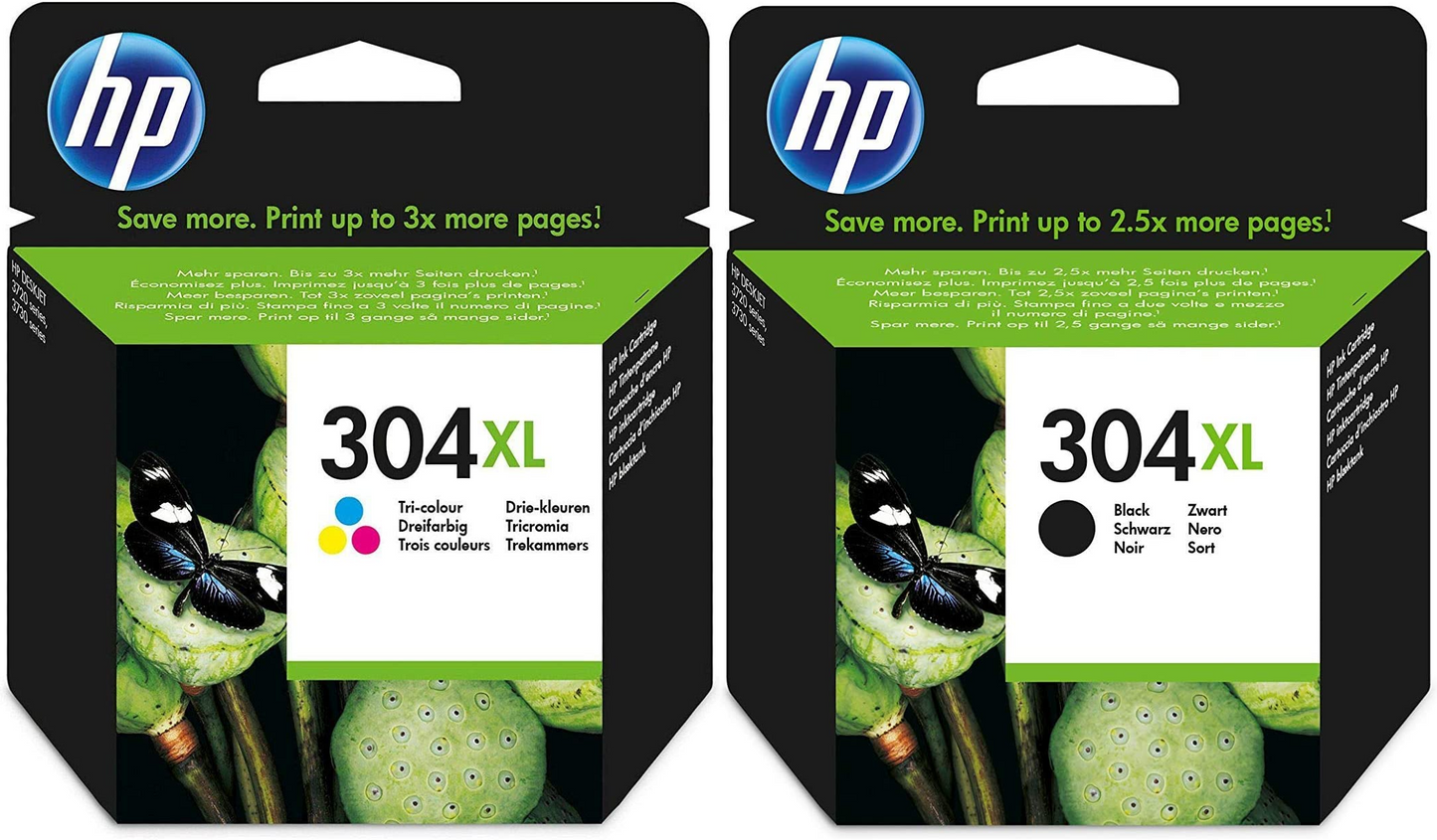 Genuine HP 304XL Black and Tri-colour Twin Pack Ink Cartridges