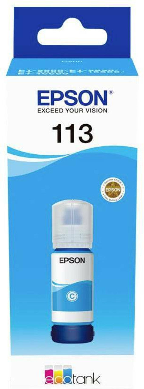 Genuine Epson 113 Cyan Ink Bottle