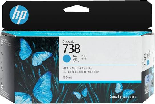 Genuine HP 738 Cyan Ink Cartridge 498N5A (130ml)