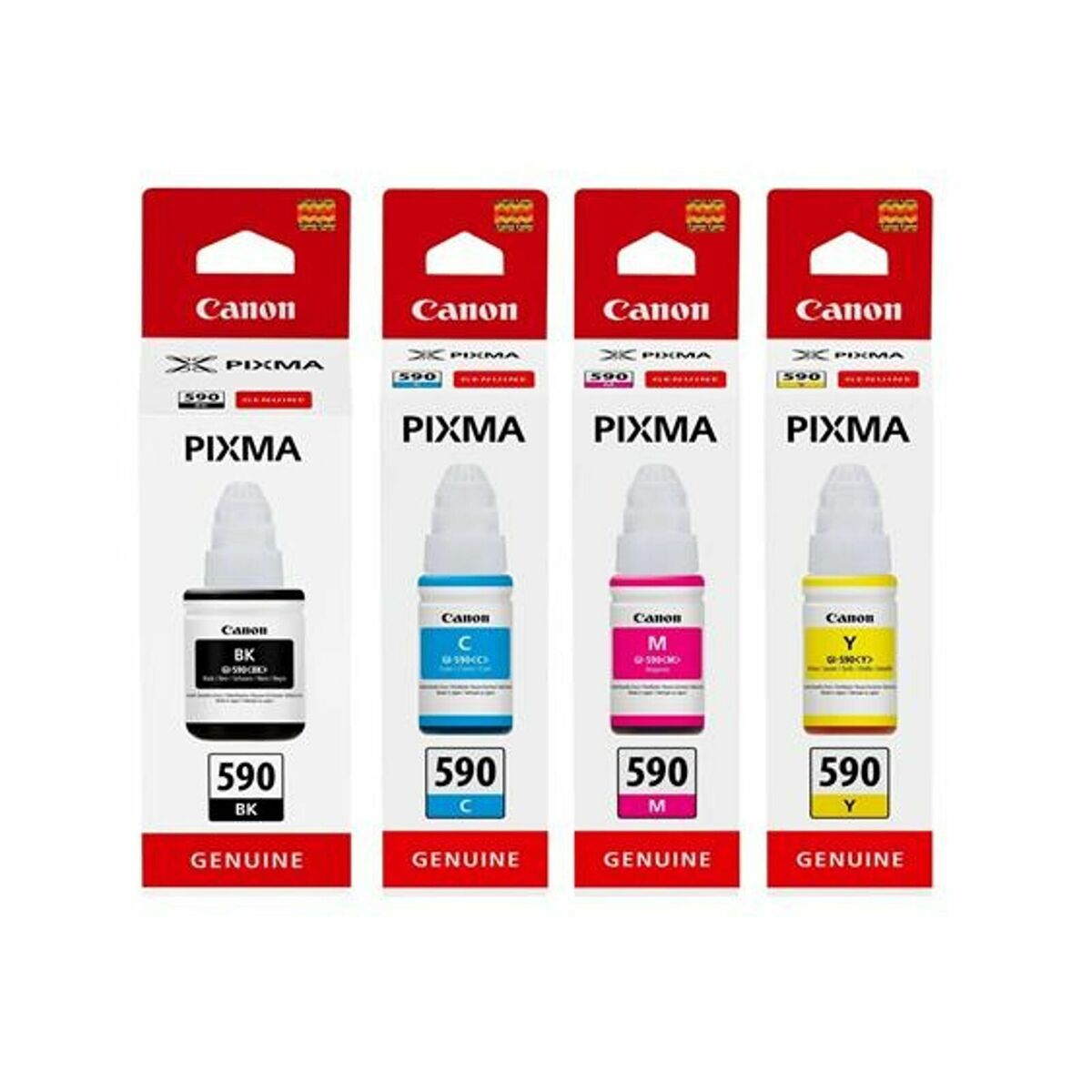 Genuine Canon GI-590 Black/Cyan/Magenta/Yellow Ink Bottle Multipack