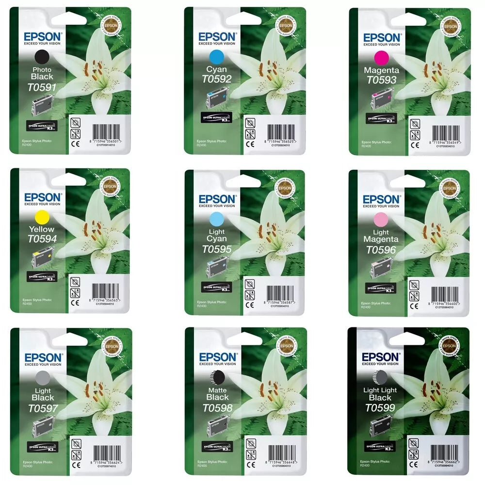 Genuine Epson T059 Ink Cartridge Multipack Full Set of 9