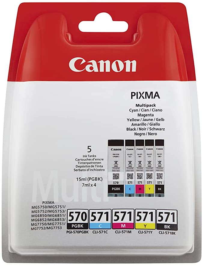 Genuine Canon PGI-570PGBK Black CLI-571 Cyan/Magenta/Yellow/Black Ink Cartridge