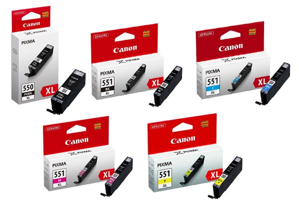 Genuine Canon PGI-550PGBK XL Black CLI-551 XL Cyan/Magenta/Yellow/Black Ink Cartridge