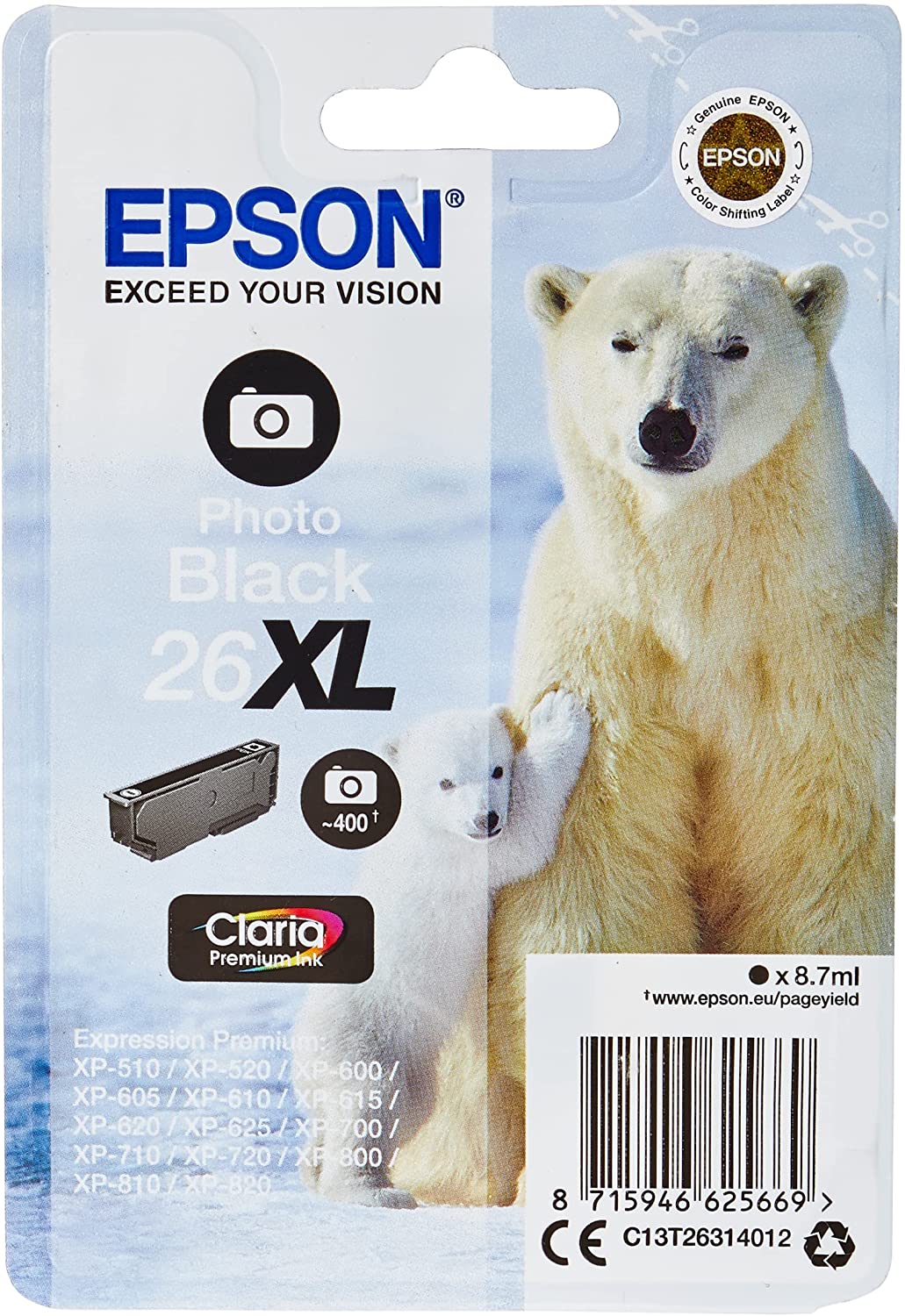 Genuine Epson 26XL Photo Black Ink Cartridge