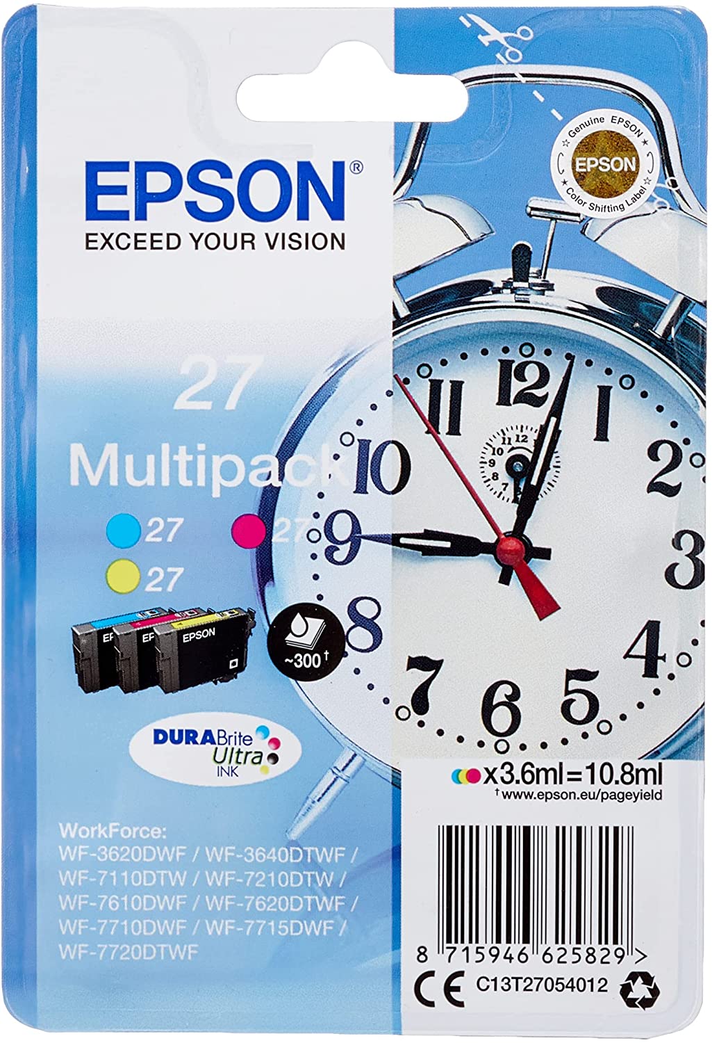 Genuine Epson 27 Cyan/Magenta/Yellow Multipack