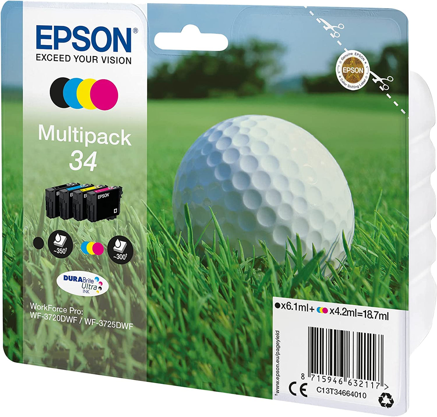 Genuine Epson 34 Black/Cyan/Magenta/Yellow Ink Cartridges