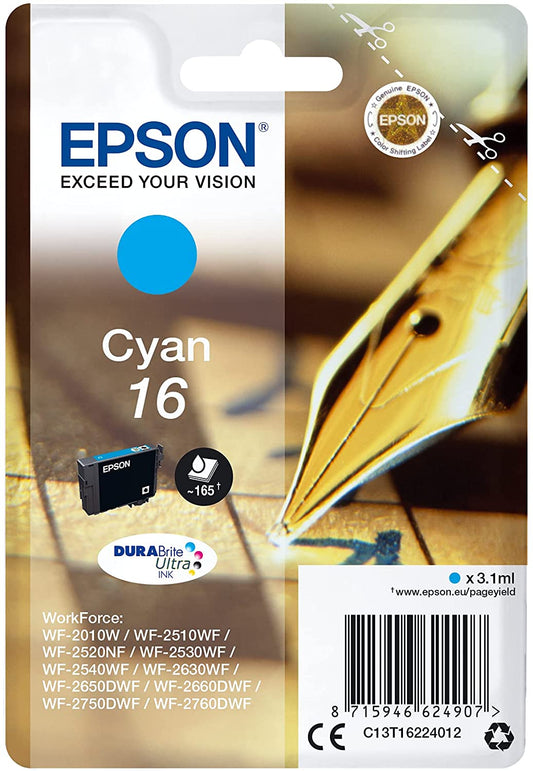 Genuine Epson 16 Cyan Ink Cartridge Pen & Crossword
