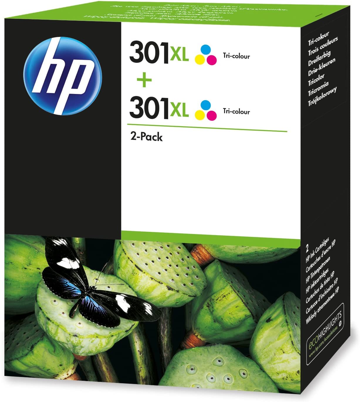 Genuine HP Twin Pack 301XL Tri-Colour Ink Cartridge D8J46AE