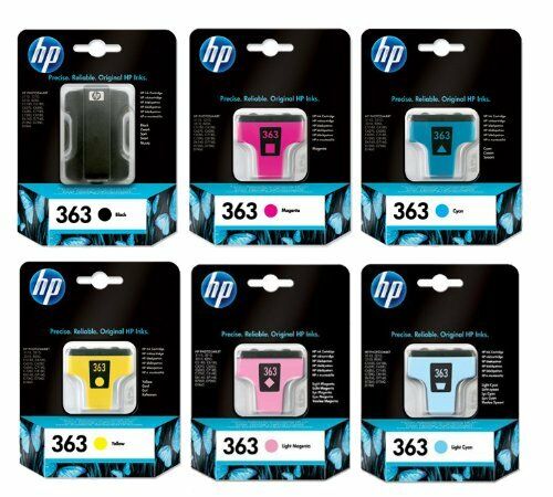 Genuine Full Set of HP 363 Ink Cartridges Black Cyan Magenta Yellow Light Magenta Light Cyan