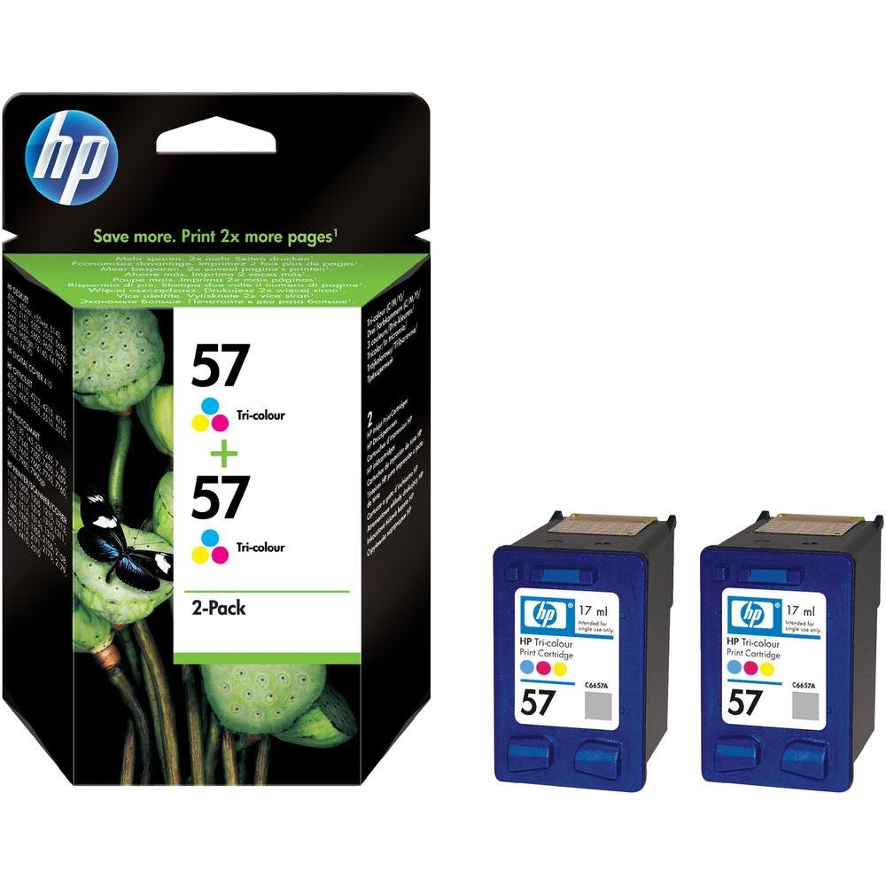 Genuine HP 57 Tri-colour Ink Cartridge Twin Pack C6657AE