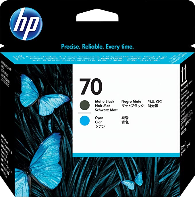 Genuine HP 70 Printhead Matte Black and Cyan C9404A