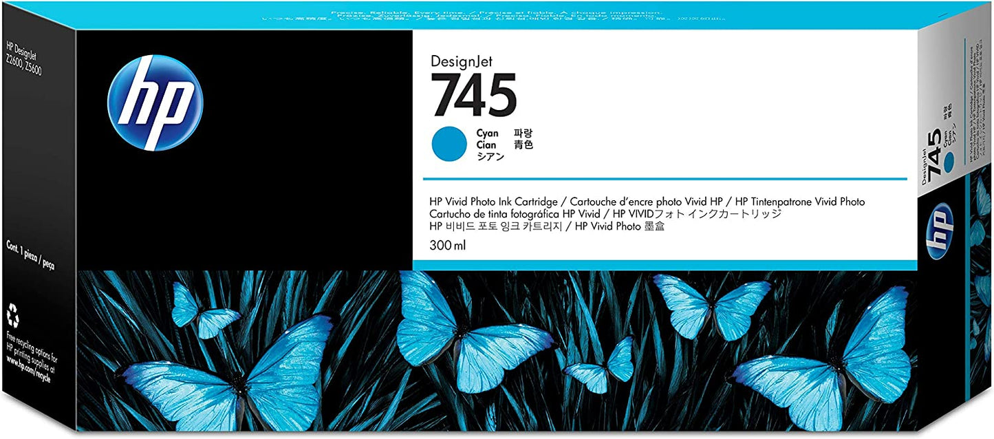 Genuine HP 745 Cyan Ink Cartridge F9K03A