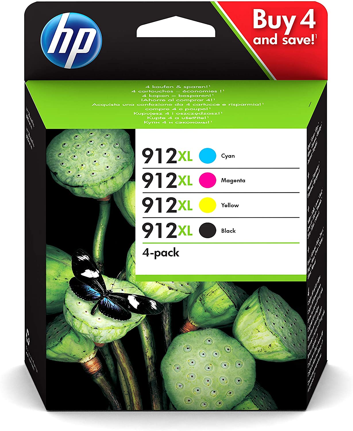 Genuine HP 912XL Black Cyan Magenta and Yellow Ink Cartridges 3YP34AE High Yield