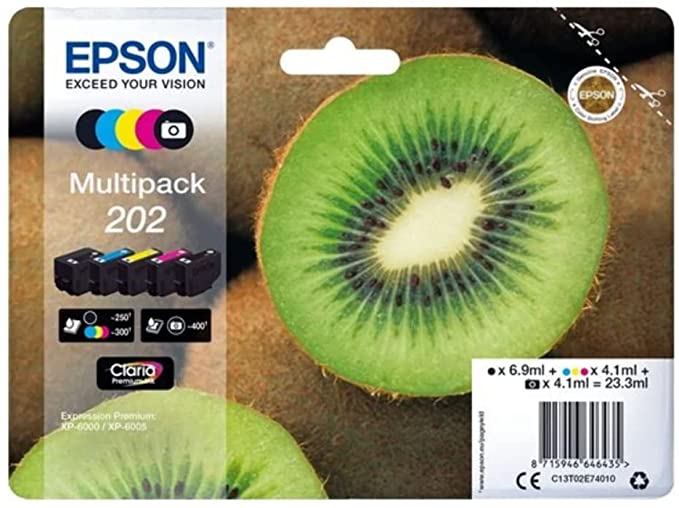 Genuine Epson 202 Multipack Black/Photo Black/Cyan/Magenta/Yellow Ink Cartridge