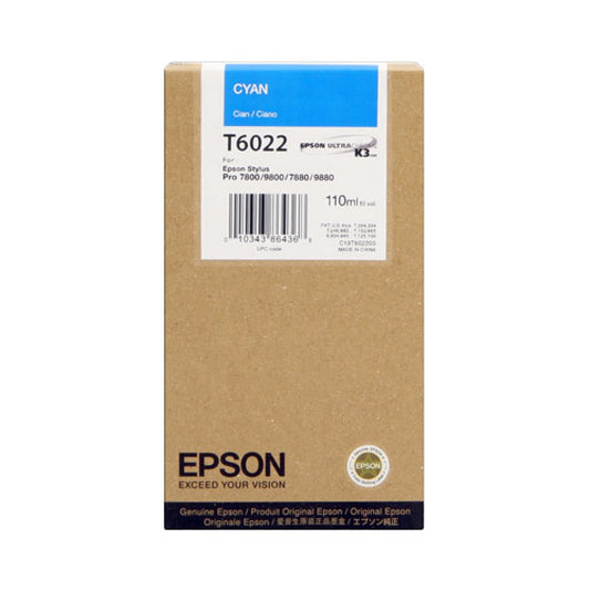 Genuine Epson T6022 Cyan Ink Cartridge
