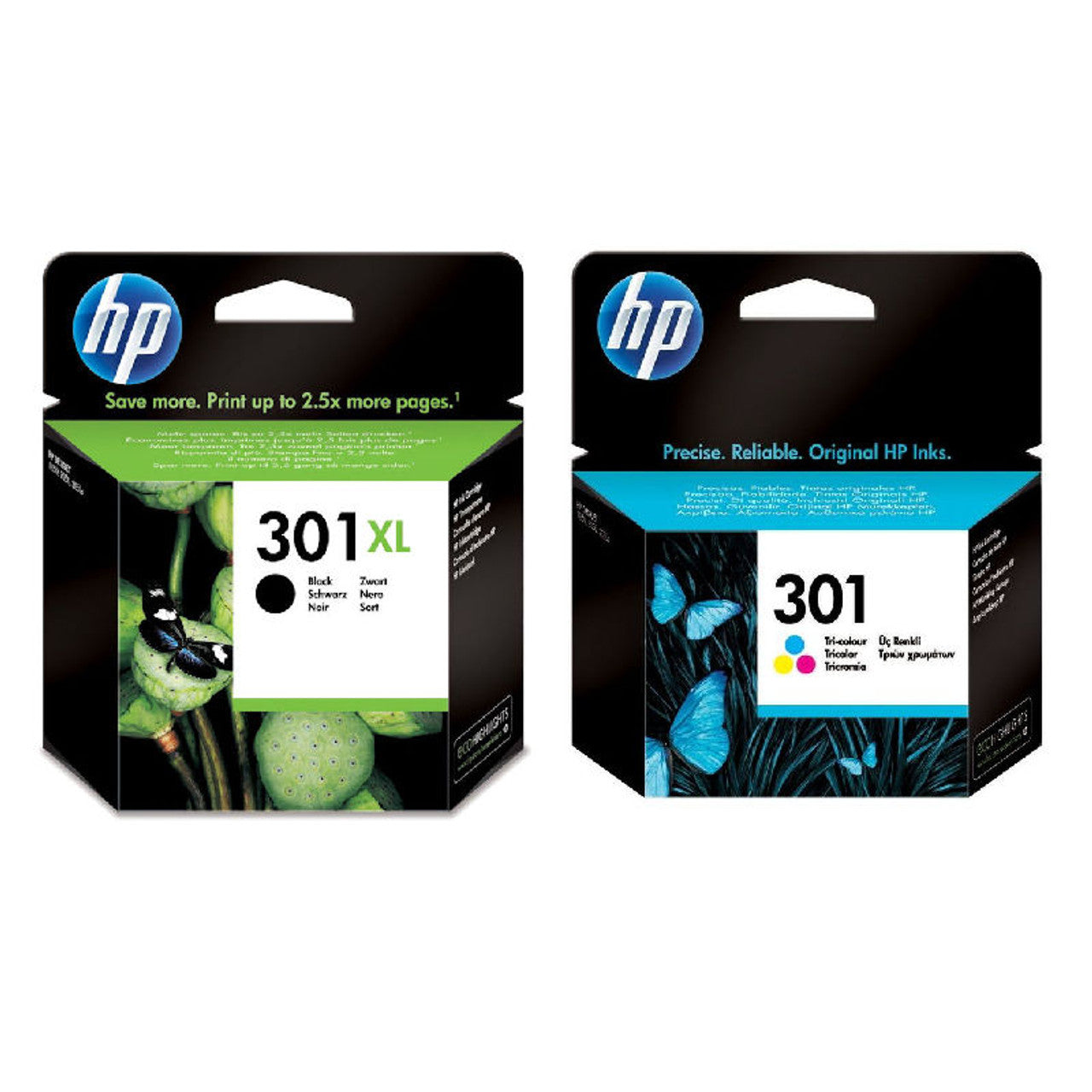 Genuine HP 301XL Black + 301 Tri-Colour Ink Cartridge Twin Pack