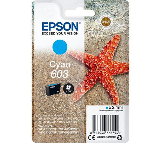 Genuine Epson 603 Cyan Ink Cartridge