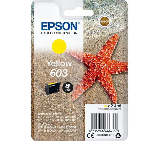 Genuine Epson 603 Yellow Ink Cartridge