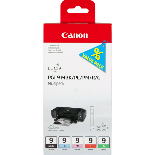 Genuine Canon PGI-9 MBK/PC/PM/R/G Ink Cartridge Multipack 1033B013