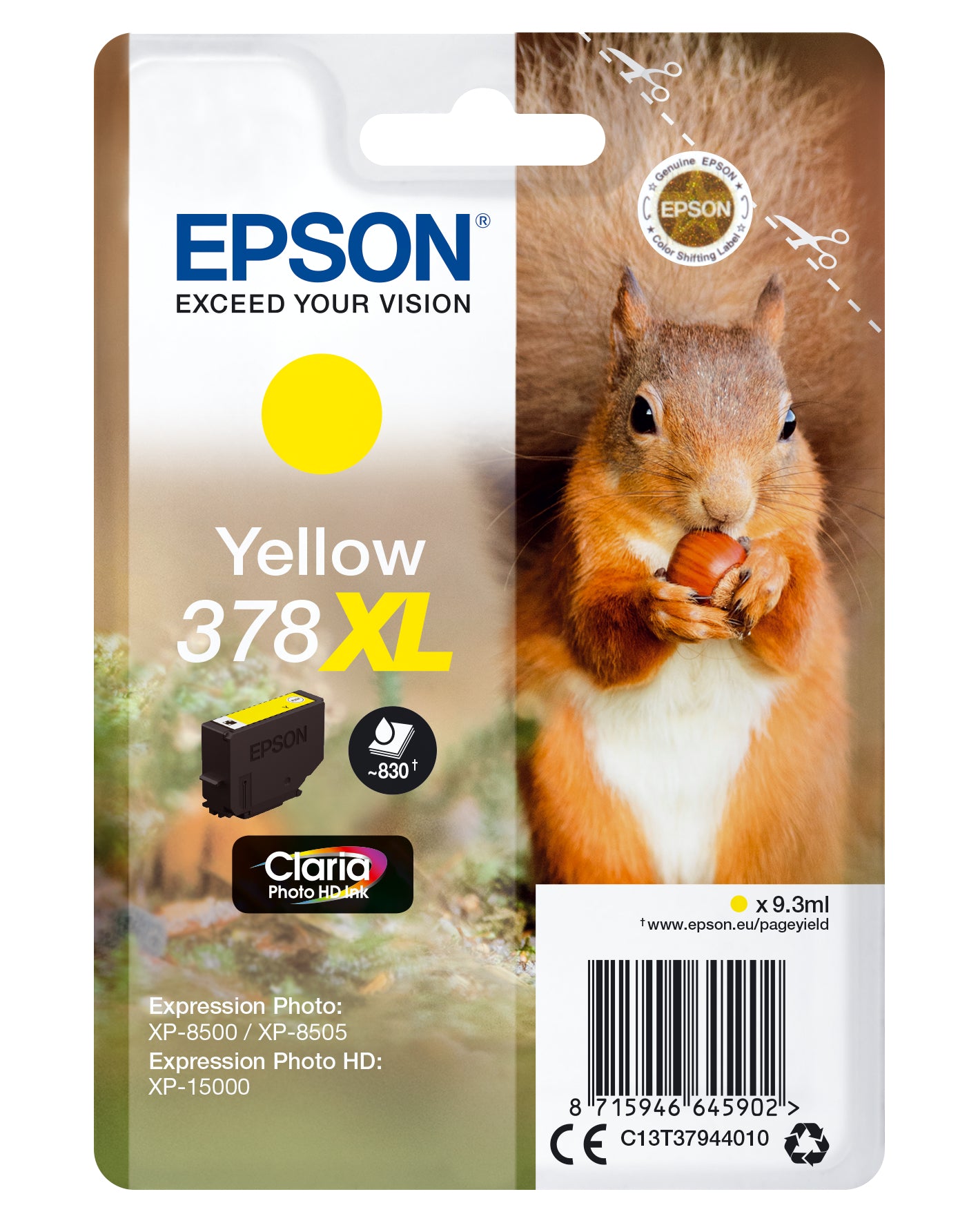 Genuine Epson 378XL Yellow Ink Cartridge